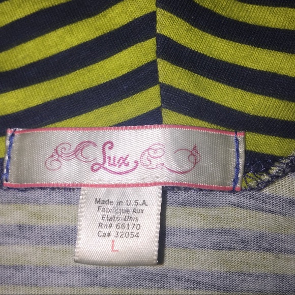 Lux Women’s Lime Green & Blue Tunic Top Large - Picture 4 of 7